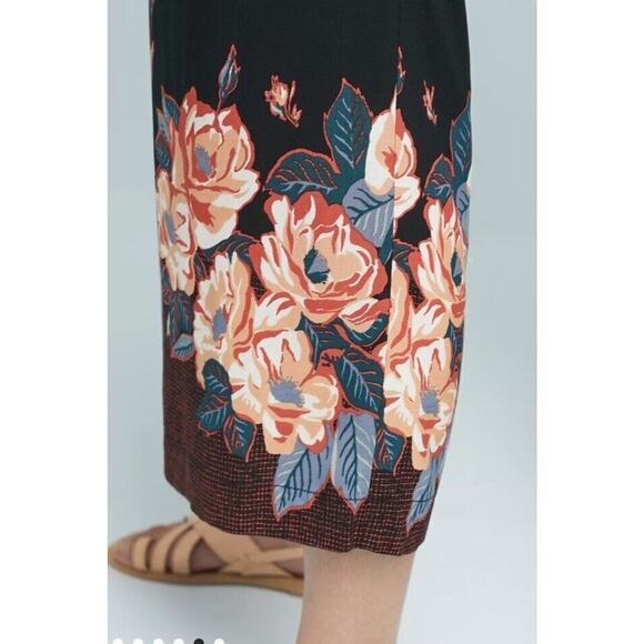 Anthropologie Womens S Black Floral Pull On Blake Pants High Rise Pockets Lounge - Picture 5 of 16